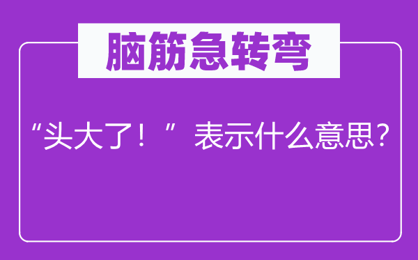 脑筋急转弯：“头大了！”表示什么意思？