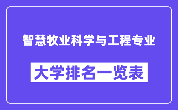 全国智慧牧业科学与工程专业大学排名一览表（最新排行榜）