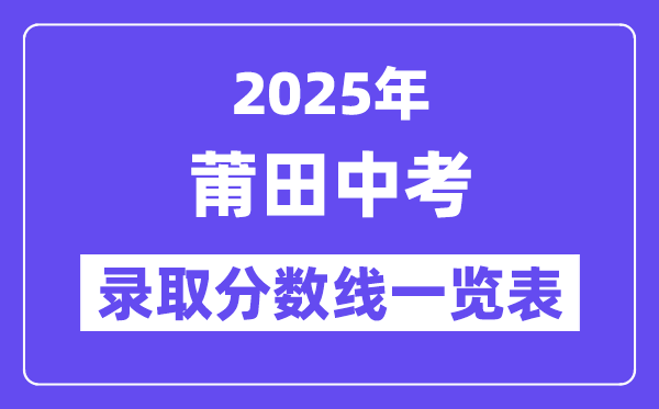 2025年莆田中考各高中录取分数线一览表