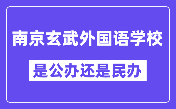 南京玄武外国语学校是公办还是民办,有高中部吗？